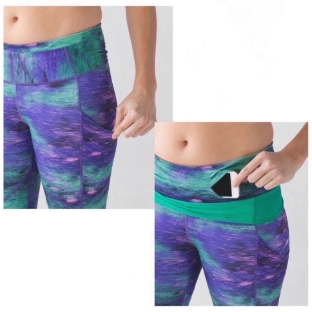 LULULEMON Time to Shine Tight Leggings Rio Nights Multi Purple Green Size 10 - Picture 9 of 10
